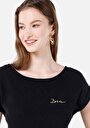 thumb-Afficher les détails de T-shirt À Manches Courtes Noir Regular Fit Imprimé Femme