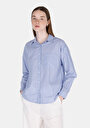 thumb-Afficher les détails de Chemise À Manches Longues Bleu Fashion Fit Rayé Satin Femme