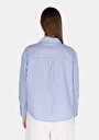thumb-Afficher les détails de Chemise À Manches Longues Bleu Fashion Fit Rayé Satin Femme