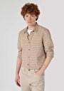 thumb-Afficher les détails de Chemise À Manches Longues Marron Slim Fit Carré Popeline Homme