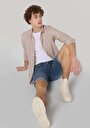 thumb-Afficher les détails de Chemise À Manches Longues Beige Slim Fit Rayé Gabardine Homme