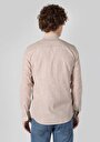 thumb-Afficher les détails de Chemise À Manches Longues Beige Slim Fit Rayé Gabardine Homme