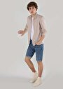 thumb-Afficher les détails de Chemise À Manches Longues Beige Slim Fit Rayé Gabardine Homme