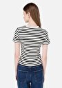 thumb-Afficher les détails de T-shirt À Manches Courtes Noir Slim Fit Rayé Femme