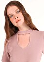 thumb-Afficher les détails de T-shirt À Manches Courtes Rose Slim Fit  Femme