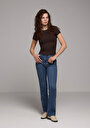 thumb-Afficher les détails de T-shirt À Manches Courtes Marron Slim Fit Droit Femme
