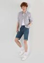 thumb-Afficher les détails de Chemise À Manches Longues Blanc Slim Fit Rayé Oxford Homme