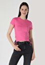 thumb-Afficher les détails de T-shirt À Manches Courtes Rose Slim Fit  Femme