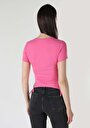 thumb-Afficher les détails de T-shirt À Manches Courtes Rose Slim Fit  Femme