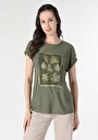 thumb-Afficher les détails de T-shirt À Manches Courtes Kaki Regular Fit  Femme