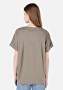 thumb-Afficher les détails de T-shirt À Manches Courtes Kaki Regular Fit Droit Femme