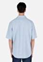 thumb-Afficher les détails de Chemise À Manches Courtes Bleu Droit Oversize Fit Homme