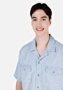 thumb-Afficher les détails de Chemise À Manches Courtes Bleu Droit Oversize Fit Homme