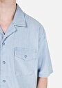 thumb-Afficher les détails de Chemise À Manches Courtes Bleu Droit Oversize Fit Homme