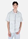 thumb-Afficher les détails de Chemise À Manches Courtes Bleu Droit Regular Fit Homme
