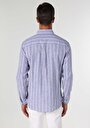 thumb-Afficher les détails de Chemise À Manches Longues Bleu Regular Fit Rayé Lin Homme