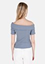 thumb-Afficher les détails de T-shirt À Manches Courtes Bleu Slim Fit Droit Femme