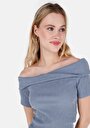 thumb-Afficher les détails de T-shirt À Manches Courtes Bleu Slim Fit Droit Femme