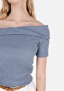 thumb-Afficher les détails de T-shirt À Manches Courtes Bleu Slim Fit Droit Femme