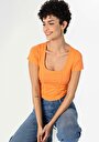 thumb-Afficher les détails de T-shirt À Manches Courtes Orange Slim Fit  Femme