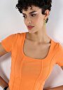 thumb-Afficher les détails de T-shirt À Manches Courtes Orange Slim Fit  Femme