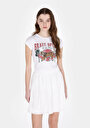 thumb-Afficher les détails de T-shirt À Manches Courtes Blanc Slim Fit Imprimé Femme
