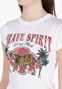 thumb-Afficher les détails de T-shirt À Manches Courtes Blanc Slim Fit Imprimé Femme