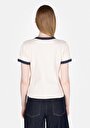thumb-Afficher les détails de T-shirt À Manches Courtes Ecru Slim Fit Brodé Femme