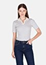 thumb-Afficher les détails de Chemise Polo À Manches Courtes Bleu Rayé Slim Fit Femme