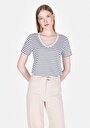 thumb-Afficher les détails de T-shirt À Manches Courtes Marine Regular Fit Rayé Femme