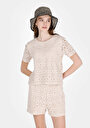 thumb-Afficher les détails de Blouse À Manches Courtes Beige Regular Fit Manches Courtes Femme