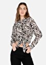 thumb-Afficher les détails de Chemise À Manches Longues Beige Regular Fit Imprimé Sergé Femme