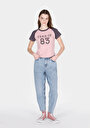 thumb-Afficher les détails de T-shirt À Manches Courtes Rose Slim Fit Imprimé Femme