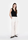 thumb-Afficher les détails de Pantalon Blanc Wide Leg High Rise En Uni Regular Fit Femme