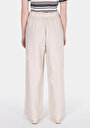 thumb-Afficher les détails de Pantalon Beige Wide Leg High Rise En Uni Regular Fit Femme