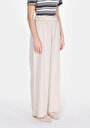 thumb-Afficher les détails de Pantalon Beige Wide Leg High Rise En Uni Regular Fit Femme