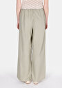 thumb-Afficher les détails de Pantalon Vert Wide Leg High Rise En Uni Regular Fit Femme