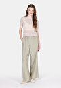 thumb-Afficher les détails de Pantalon Vert Wide Leg High Rise En Uni Regular Fit Femme