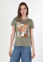 thumb-Afficher les détails de T-shirt À Manches Courtes Kaki   Femme