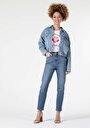 thumb-Afficher les détails de 896  Maria Pantalon Bleu Tapered Leg  En  Mom Fit Femme