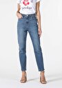 thumb-Afficher les détails de 896  Maria Pantalon Bleu Tapered Leg  En  Mom Fit Femme