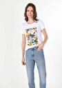 thumb-Afficher les détails de T-shirt À Manches Courtes Blanc   Femme