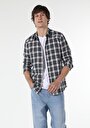 thumb-Afficher les détails de Chemise À Manches Longues Marine Slim Fit   Homme