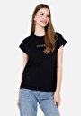 thumb-Afficher les détails de T-shirt À Manches Courtes Noir Regular Fit Imprimé Femme
