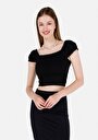 thumb-Afficher les détails de T-shirt À Manches Courtes Noir Slim Fit Droit Femme