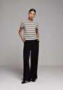 thumb-Afficher les détails de Pantalon Noir Straight Leg High Rise En Sergé Regular Fit Femme