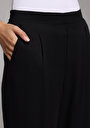 thumb-Afficher les détails de Pantalon Noir Straight Leg High Rise En Sergé Regular Fit Femme