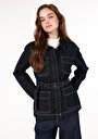 thumb-Afficher les détails de Veste De Blazer Denim Regular Fit Manches Longues  Femme