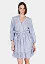 thumb-Afficher les détails de Robe Bleu Regular Fit Manches Trois-quarts Mini Uni Femme
