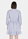 thumb-Afficher les détails de Robe Bleu Regular Fit Manches Trois-quarts Mini Uni Femme